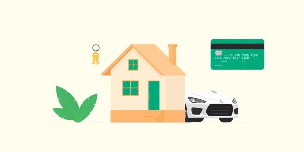 Home, car, and credit card representing life goals unlocked by clean credit